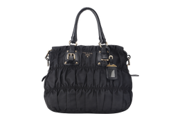 PRADA GAUFRE TESSUTO  BAG BLACK NYLON GOLD HARDWARE NO DUST COVER