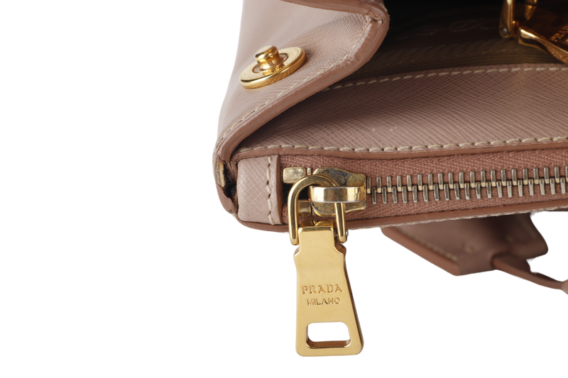 PRADA GALLERIA (BN1802) LIGHT PINK VITELLO DAINO LEATHER GOLD HARDWARE NO DUST COVER