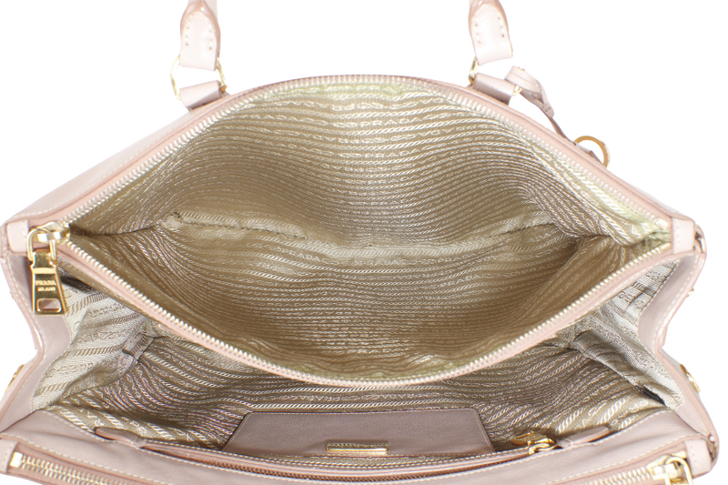 PRADA GALLERIA (BN1802) LIGHT PINK VITELLO DAINO LEATHER GOLD HARDWARE NO DUST COVER