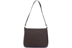 BALLY SHOULDER BAG MEDIUM DARK BROWN QUILTED FABRIC WITH LEATHER SILVER HARDWARE, NO DUST COVER