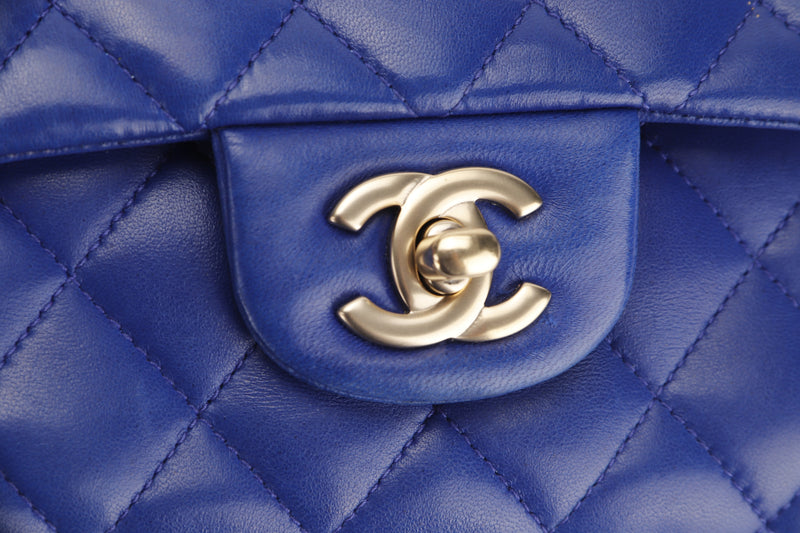 CHANEL Lambskin Quilted Mini Rectangular Flap Royal Blue 422667