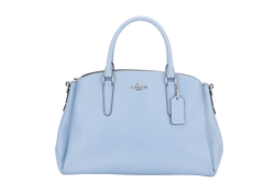 COACH SAGE CARRYALL (F28976) MEDIUM BLUE LEATHER SILVER HARDWARE WITH STRAP, NO DUST COVER