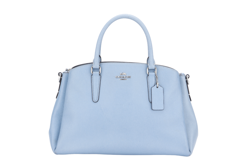 COACH SAGE CARRYALL (F28976) MEDIUM BLUE LEATHER SILVER HARDWARE WITH STRAP, NO DUST COVER