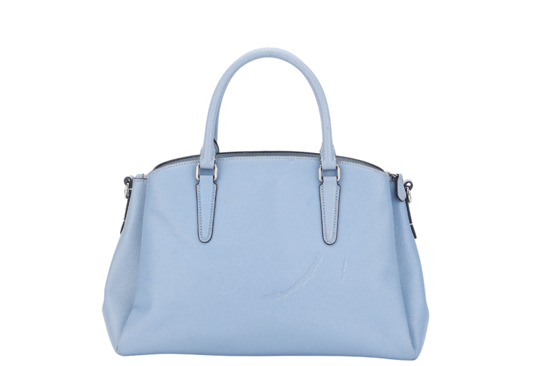 coach sage carryall f28976 medium blue leather silver hardware with strap no dust cover