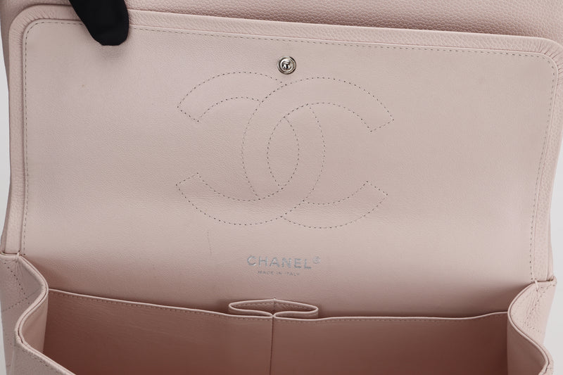 Chanel Pink Quilted Matte Caviar Leather Classic Jumbo Double Flap