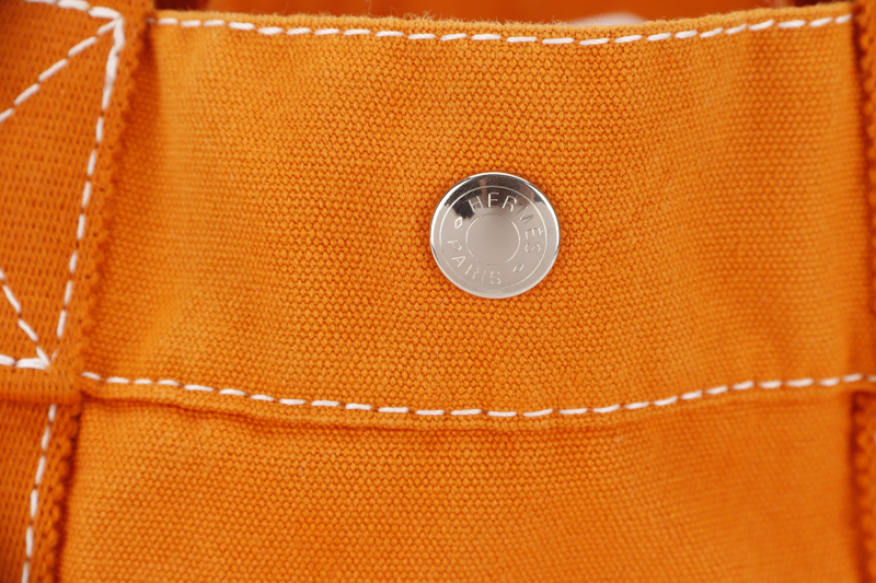 HERMES FOURRE TOUT ORANGE CANVAS SILVER HARDWARE NO DUST COVER