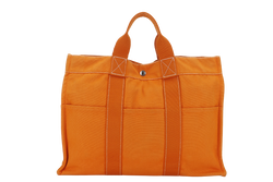 HERMES FOURRE TOUT ORANGE CANVAS SILVER HARDWARE NO DUST COVER