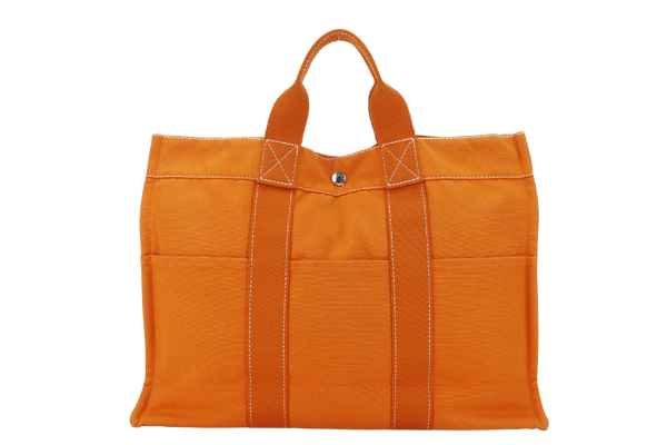 HERMES FOURRE TOUT ORANGE CANVAS SILVER HARDWARE NO DUST COVER