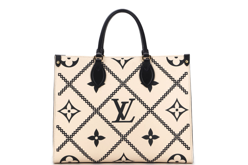 LOUIS VUITTON M46016 ONTHEGO TOTE MM CREME MONOGRAM EMPREINTE, WITH DUST COVER & BOX