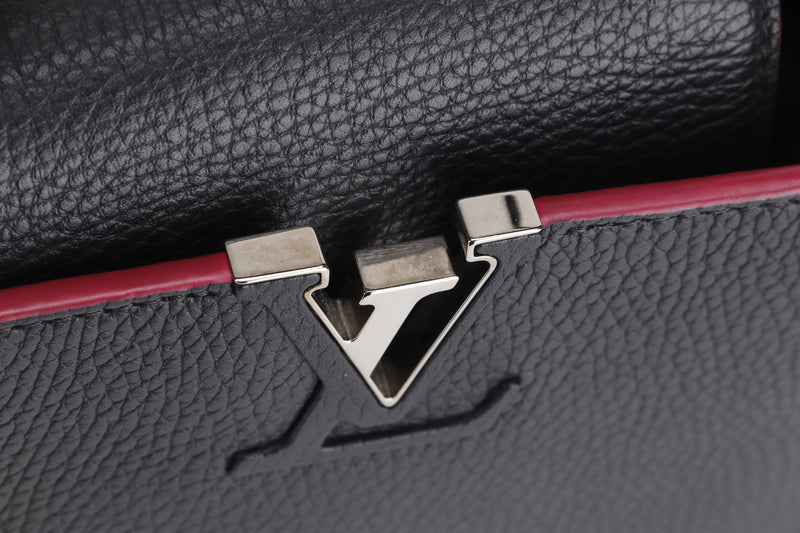 LOUIS VUITTON CAPUCINS BB (AR1105) MARINE ROUGE COLOR TAURILLON LEATHER SILVER HARDWARE, WITH STRAP & DUST COVER