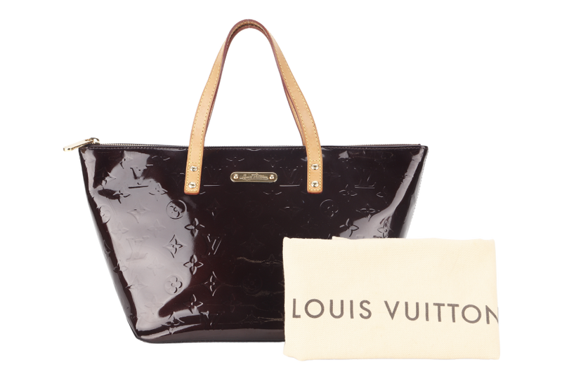 LOUIS VUITTON (M93585) BELLEVUE PM BURGUNDY VERNIS LEATHER GOLD HARDWARE WITH DUST COVER