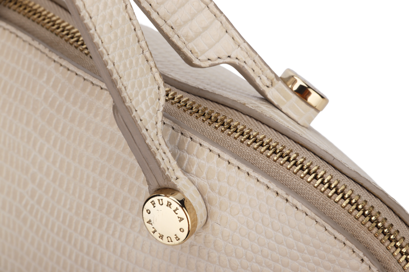 FURLA PIPER BAG MEDIUM BEIGE LEATHER GOLD HARDWARE, WITH STRAP & DUST COVER