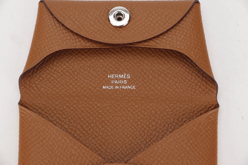 HERMES BASTIA COIN POUCH (STAMP Y 2020) GOLD EPSOM LEATHER, WITH BOX