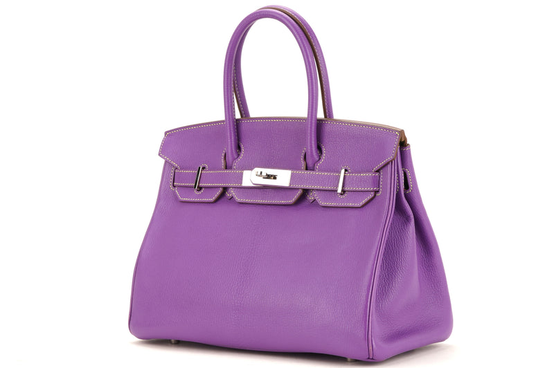 HERMES BIRKIN 30CM HSS (STAMP P 2012) PARMA COLOR CHEVRE LEATHER SILVER HARDWARE, WITH LOCK, KEYS, DUST COVER & BOX