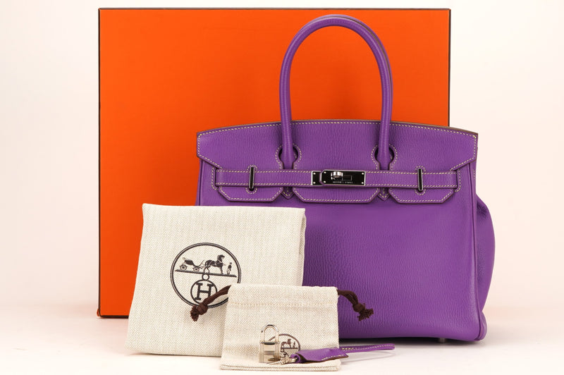 HERMES BIRKIN 30CM HSS (STAMP P 2012) PARMA COLOR CHEVRE LEATHER SILVER HARDWARE, WITH LOCK, KEYS, DUST COVER & BOX