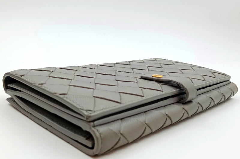 BOTTEGA VENETA CONTINENTAL WALLET (P013197467) LARGE CONCRETE GREY LEATHER GOLD HARDWARE, WITH DUST COVER & BOX