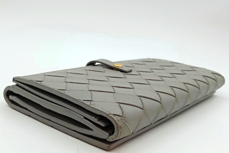 BOTTEGA VENETA CONTINENTAL WALLET (P013197467) LARGE CONCRETE GREY LEATHER GOLD HARDWARE, WITH DUST COVER & BOX