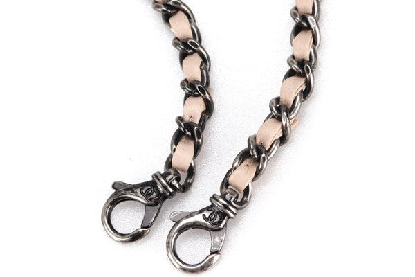 CHANEL LEATHER CHAIN BAG ACCESSORIES SOFT PINK RUTHENIUM HARDWARE