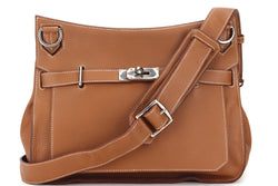 HERMES JYPSIERE 34 (STAMP L SQUARE) GOLD CLEMENCE LEATHER PALLADIUM HARDWARE, WITH STRAP, NO DUST COVER