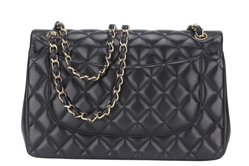 CHANEL CLASSIC DOUBLE FLAP JUMBO BLACK LAMBSKIN LEATHER GHW (1685xxxx) WITH CARD AND DUST COVER