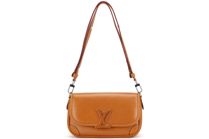 LOUIS VUITTON M59459 BUCI CROSSBODY SMALL GOLD MIEL EPI LEATHER SILVER HARDWARE, WITH STRAP & DUST COVER