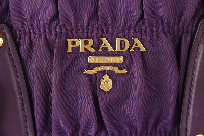 PRADA GRAUFE TESSUTO (BN2805) CICLAMINO NYLON GOLD HARDWARE WITH CARD AND DUST COVER