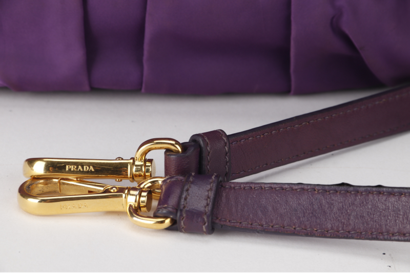 PRADA GRAUFE TESSUTO (BN2805) CICLAMINO NYLON GOLD HARDWARE WITH CARD AND DUST COVER