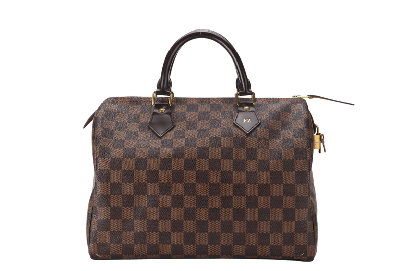 LOUIS VUITTON SPEEDY 30 (N41364) DAMIER EBENE CANVAS GOLD HARDWARE WITH LOCK AND KEYS