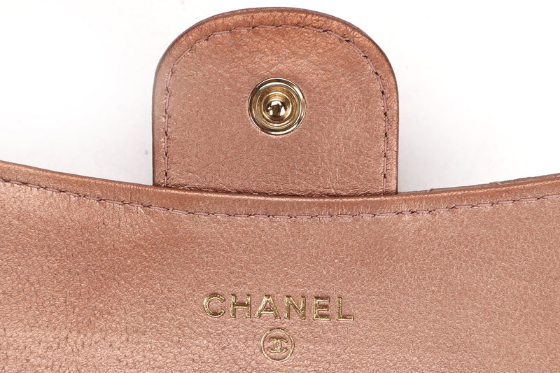 CHANEL REISSUE 21A ROSE GOLD METALLIC WALLET (3149xxxx) GOLD HARDWARE, WITH CARD, DUST COVER & BOX
