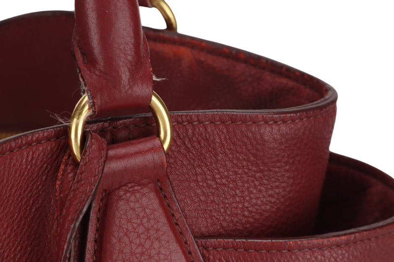 PRADA MAROON VITTELO DAINO LEATHER TOTE BAG GOLD HARDWARE WITH DUST COVER