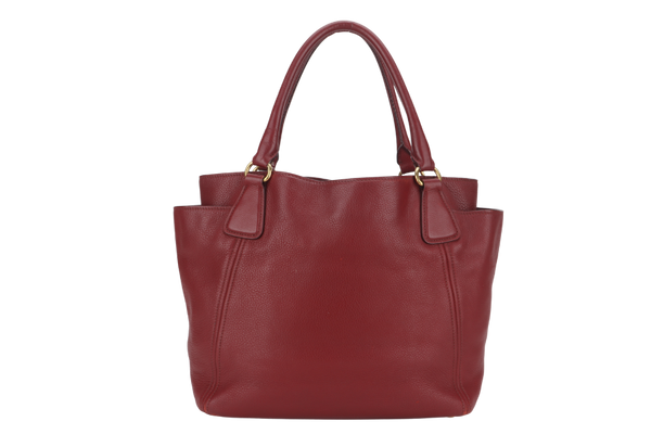 PRADA MAROON VITTELO DAINO LEATHER TOTE BAG GOLD HARDWARE WITH DUST COVER