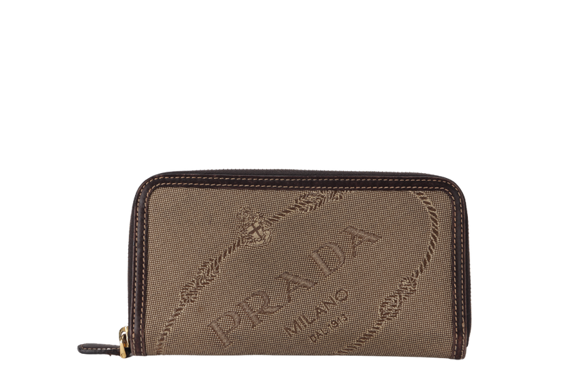 PRADA JACQUARD LOGO LONG ZIPPY WALLET NO DUST COVER AND NO BOX