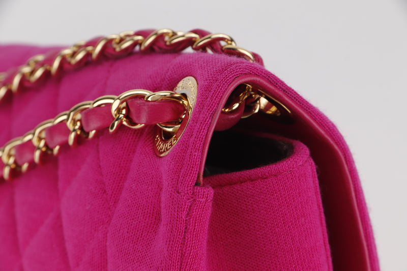 CHANEL CHIC WITH ME FLAP (2016xxxx) LARGE PINK JERSEY GOLD HARDWARE, WITH CARD & DUST COVER