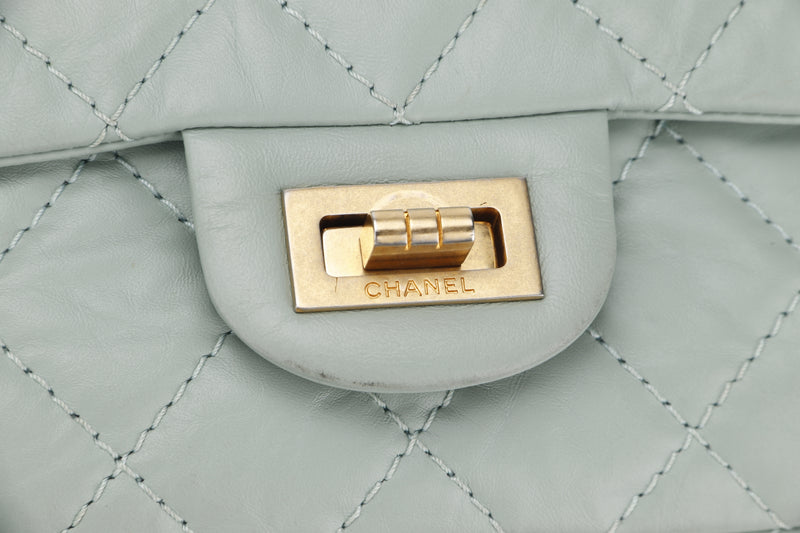 CHANEL REISSUE 227 (2539xxxx) MINT GREEN CALFSKIN GOLD HARDWARE, WITH CARD, DUST COVER & BOX