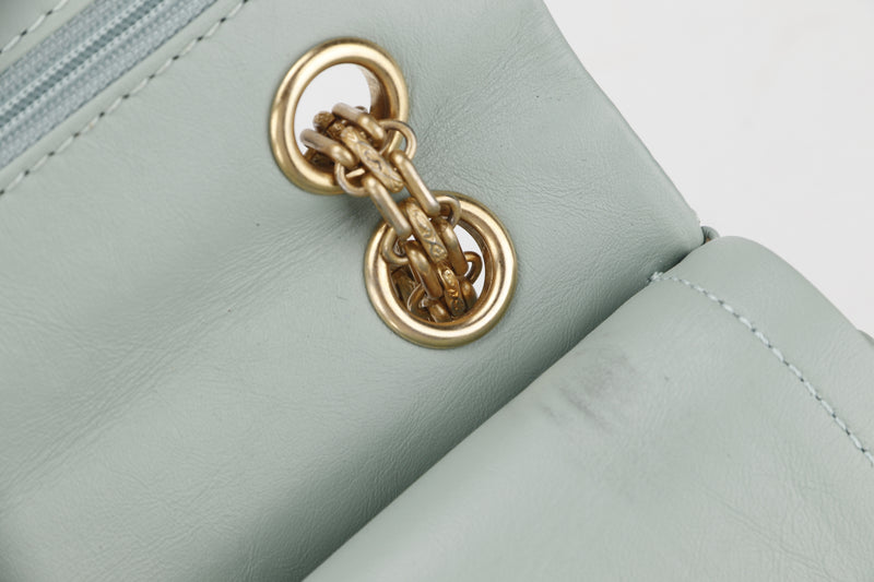 CHANEL REISSUE 227 (2539xxxx) MINT GREEN CALFSKIN GOLD HARDWARE, WITH CARD, DUST COVER & BOX