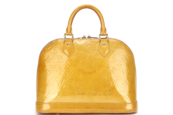 LOUIS VUITTON ALMA (MB1153) PM YELLOW MONOGRAM VERNIS LEATHER GOLD HARDWARE, WITH LOCK & KEYS, NO DUST COVER & BOX