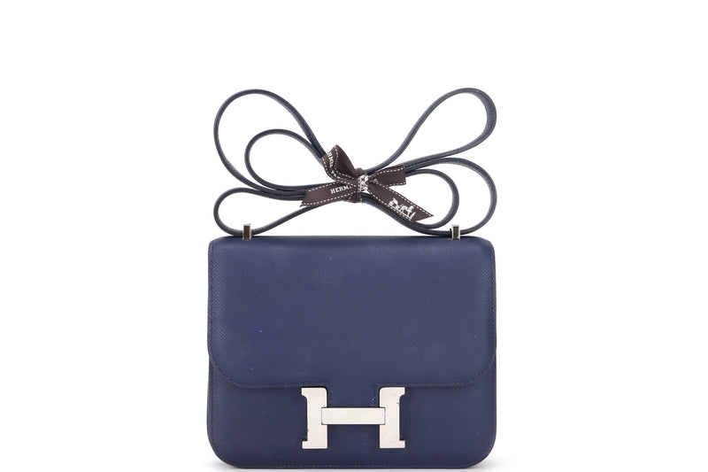 HERMES CONSTANCE 18 (STAMP A (2017)) BLUE SAPPHIRE EPSOM LEATHER PALLADIUM HARDWARE, WITH BOX, NO DUST COVER