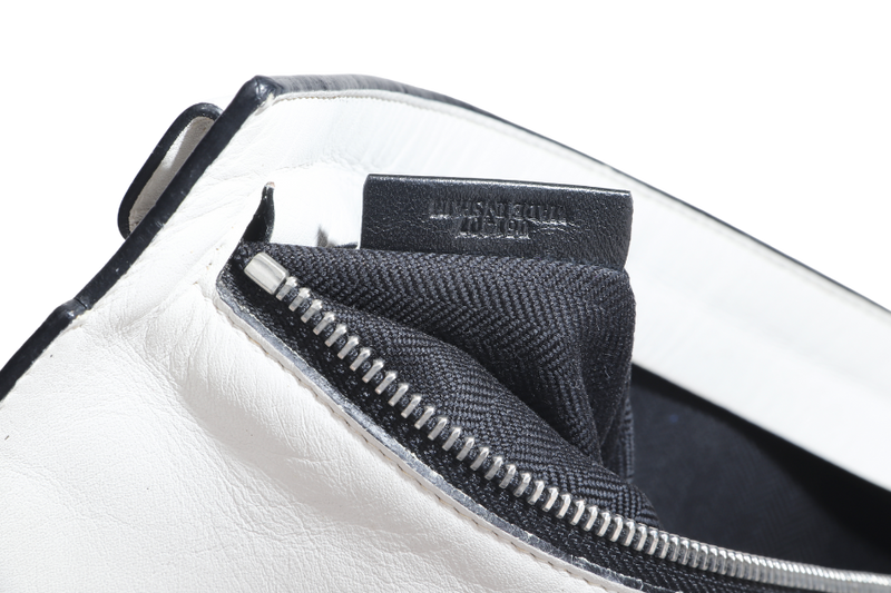 LOEWE T POUCH (06 14 07) WHITE CALF LEATHER SILVER HARDWARE, NO DUST COVER