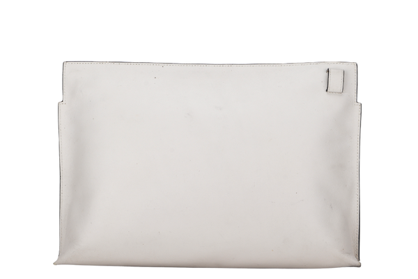 LOEWE T POUCH (06 14 07) WHITE CALF LEATHER SILVER HARDWARE, NO DUST COVER