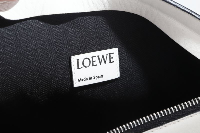 LOEWE T POUCH (06 14 07) WHITE CALF LEATHER SILVER HARDWARE, NO DUST COVER