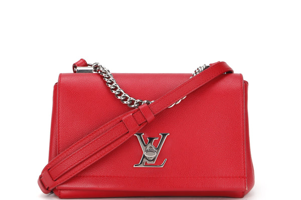 LOUIS VUITTON M41797 LOCK ME 2BB 2 WAY BAG (DU4126) RED LEATHER SILVER HARDWARE, WITH DUST COVER