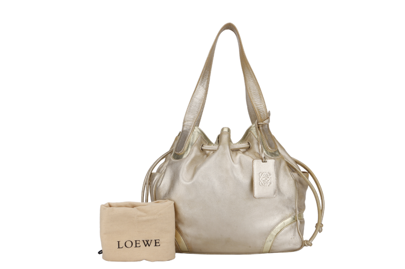 LOEWE GOLD MEDIUM LEATHER BUCKET BAG (260801) WITH DUST COVER