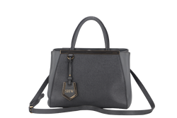 FENDI 2JOURS PETITE (8BH253-D7E-158-0501) GRAY CANVAS LEATHER GOLD HARDWARE NO DUST COVER AND NO BOX