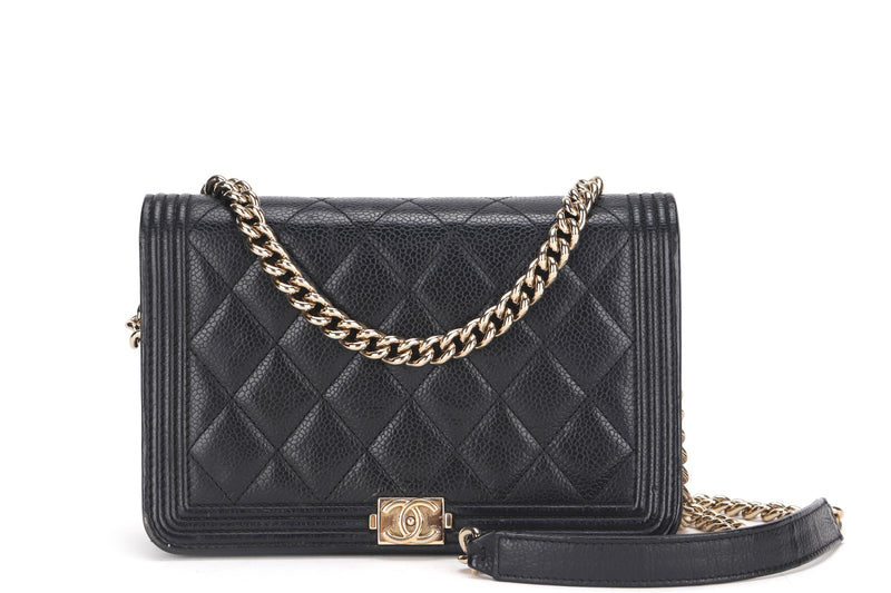 CHANEL LEBOY WALLET ON CHAIN (2881xxxx) BLACK CAVIAR LEATHER GOLD HARDWARE, WITH BOX, NO CARD & DUST COVER