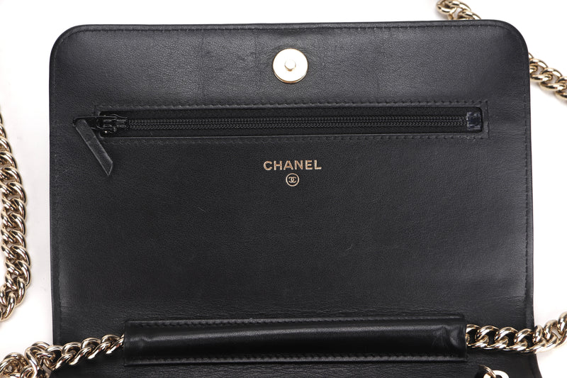 CHANEL LEBOY WALLET ON CHAIN (2881xxxx) BLACK CAVIAR LEATHER GOLD HARDWARE, WITH BOX, NO CARD & DUST COVER