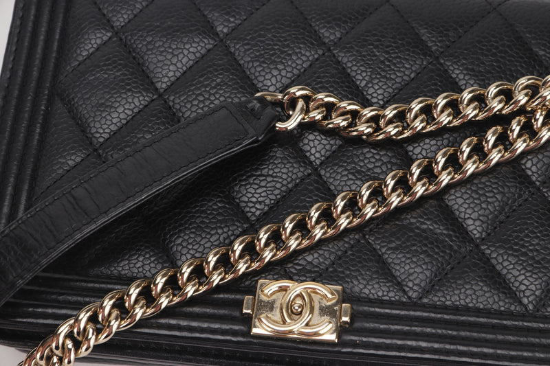 CHANEL LEBOY WALLET ON CHAIN (2881xxxx) BLACK CAVIAR LEATHER GOLD HARDWARE, WITH BOX, NO CARD & DUST COVER