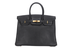 HERMES BIRKIN 35 [STAMP D SQUARE (YEAR 2000)] BLACK CHEVRE MYSORE GOLD HARDWARE WITH DUST COVER, NO KEYS&LOCK