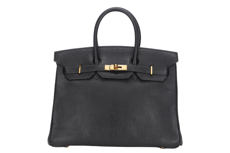 HERMES BIRKIN 35 [STAMP D SQUARE (YEAR 2000)] BLACK CHEVRE MYSORE GOLD HARDWARE WITH DUST COVER, NO KEYS&LOCK