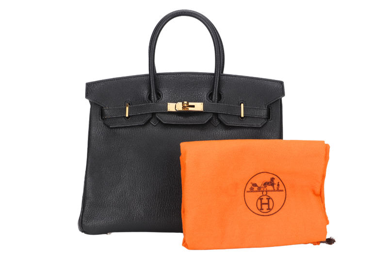 HERMES BIRKIN 35 [STAMP D SQUARE (YEAR 2000)] BLACK CHEVRE MYSORE GOLD HARDWARE WITH DUST COVER, NO KEYS&LOCK