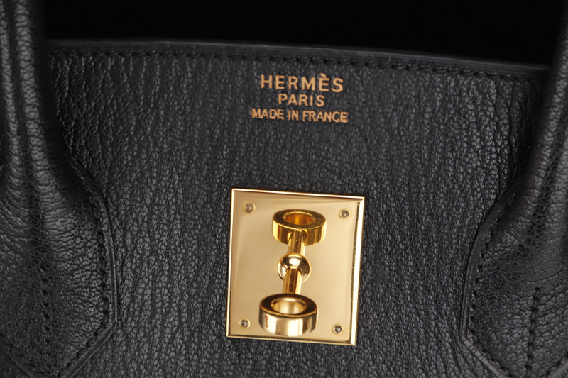 HERMES BIRKIN 35 [STAMP D SQUARE (YEAR 2000)] BLACK CHEVRE MYSORE GOLD HARDWARE WITH DUST COVER, NO KEYS&LOCK